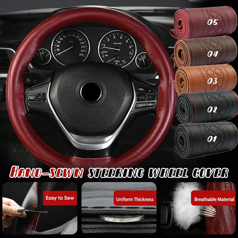 Echtes Rindsleder, geprägt, handgenäht, Lenkradbezug, modisch, atmungsaktiv, Griffbezug, Four Seasons GM Innenausstattung