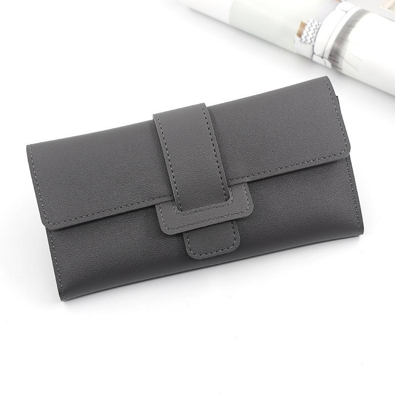 Korean Style Women's Tri-fold Long Fashion Wallet Clutch with Buckle
