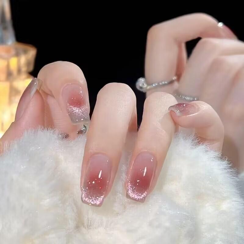 Pure Hand-made Phototherapy Wearable Nail Tablets Powder Cat Eye Wearable Nail Finished Product Reusable Nail Patches