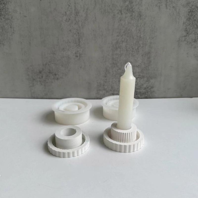 Resin Gießen Kerzenhalter Silikonform Streifen Glasur Runde Form Geeignet für Epoxid Kerzenhalter Familien Tischdeko