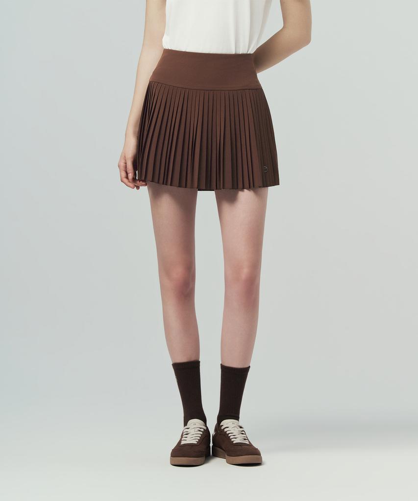 SERGIO TACCHINI W High-Waisted Woven Pleated Skirt (D.Brown)
