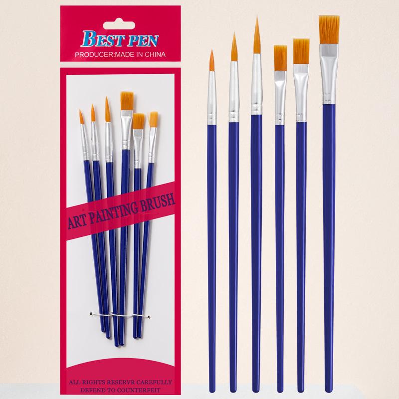 6 pcs sets multi-functional round head art painting plastic rod children DIY paint watercolor gouache oil brush for art lessons