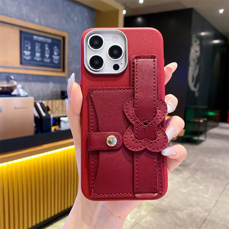 Applicable To Xiaomi Mi 15 Card Bag, Wrist Strap, Mobile Phone Case, Redmi NOTE14 Fashion Change Bag, Leather Pattern Protective Case.