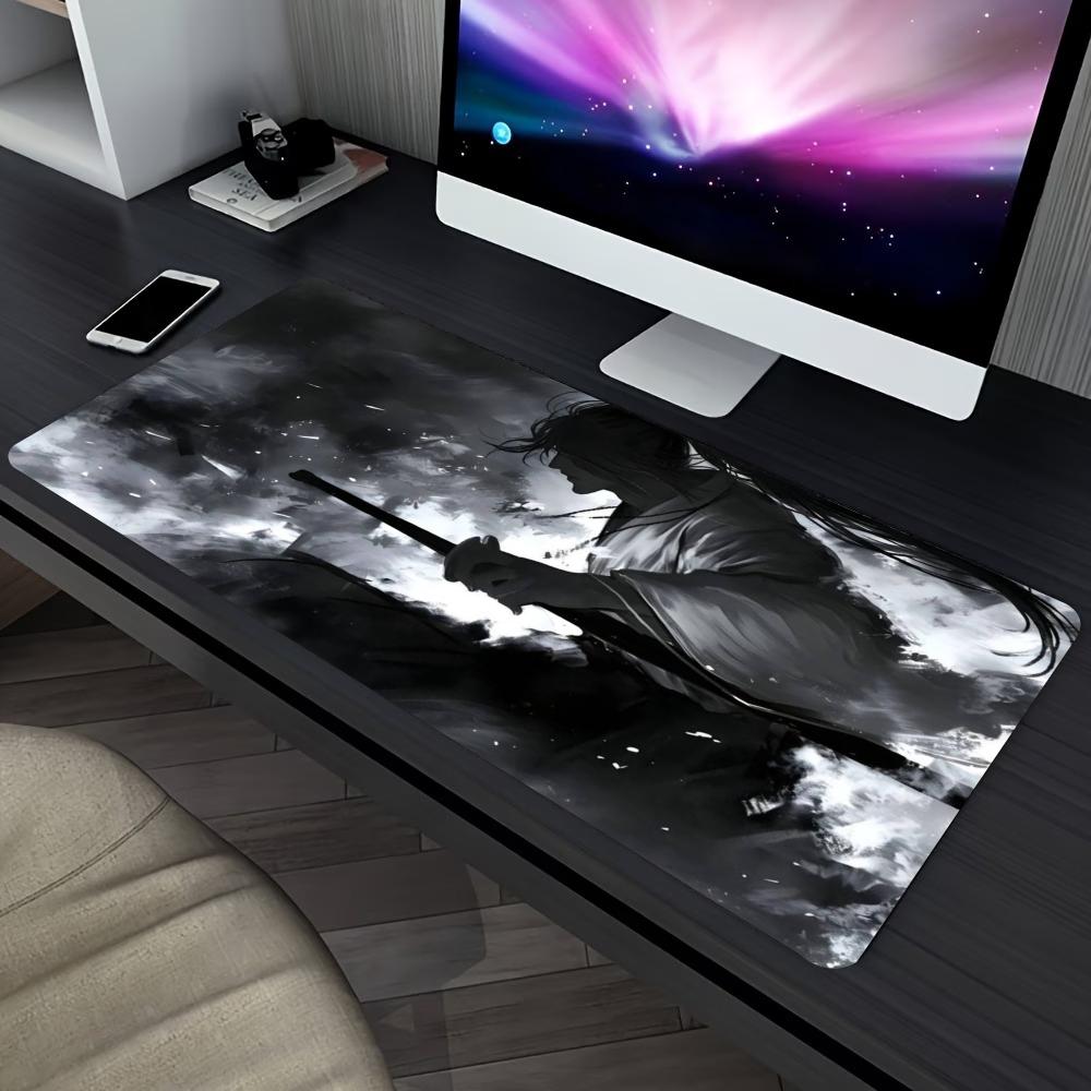 Mousepad Ink Wash Swordsman Warrior Non Slip Rubber Lock Edge Keyboard Pad ESports Gamer Office Laptop Desktop Cushion