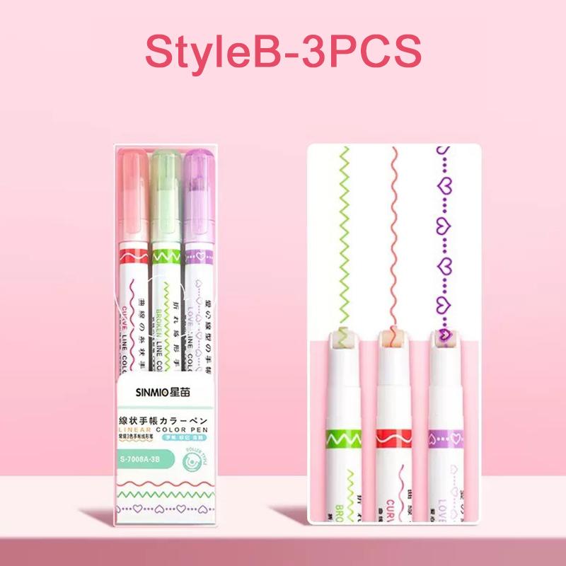 

3/6PCS Multiple Flower Shape Highlighter Pen Colorful Roller Tip Curve Liner Marker Writing Drawing Prop Creative Stationery ZYF