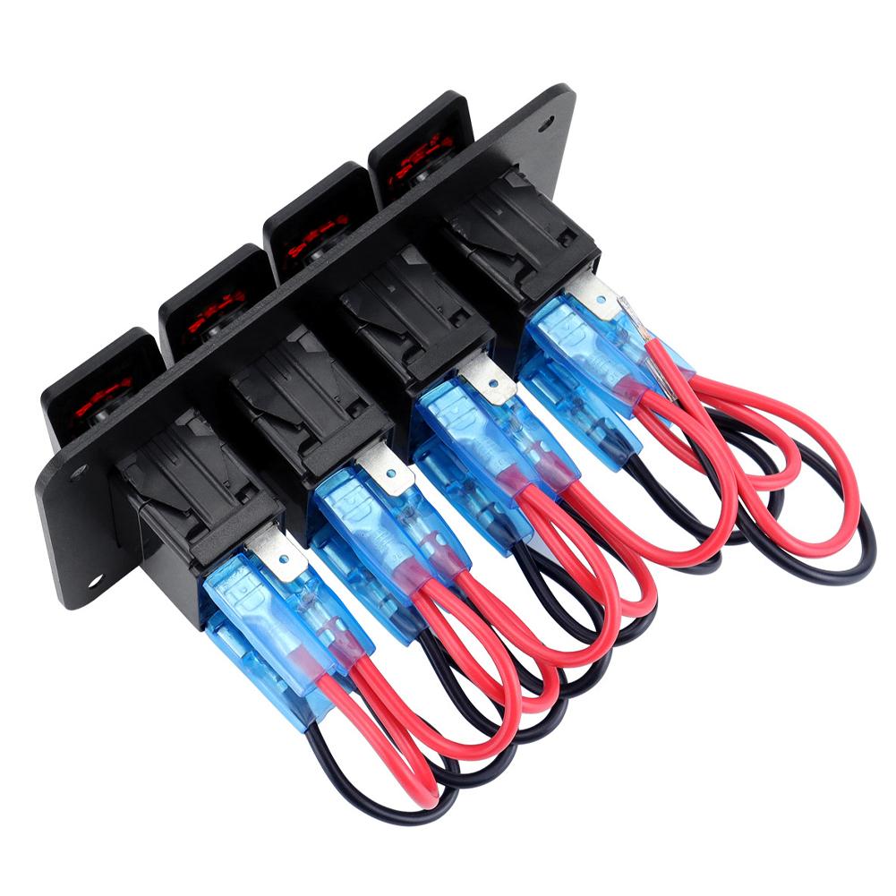 Marine 2/3/4/5/6/ 8 Group Rocker Switch Panel 5-pin Toggle Switch for 12V/24V Cars ATV Trailers with Red Green Indicator Light