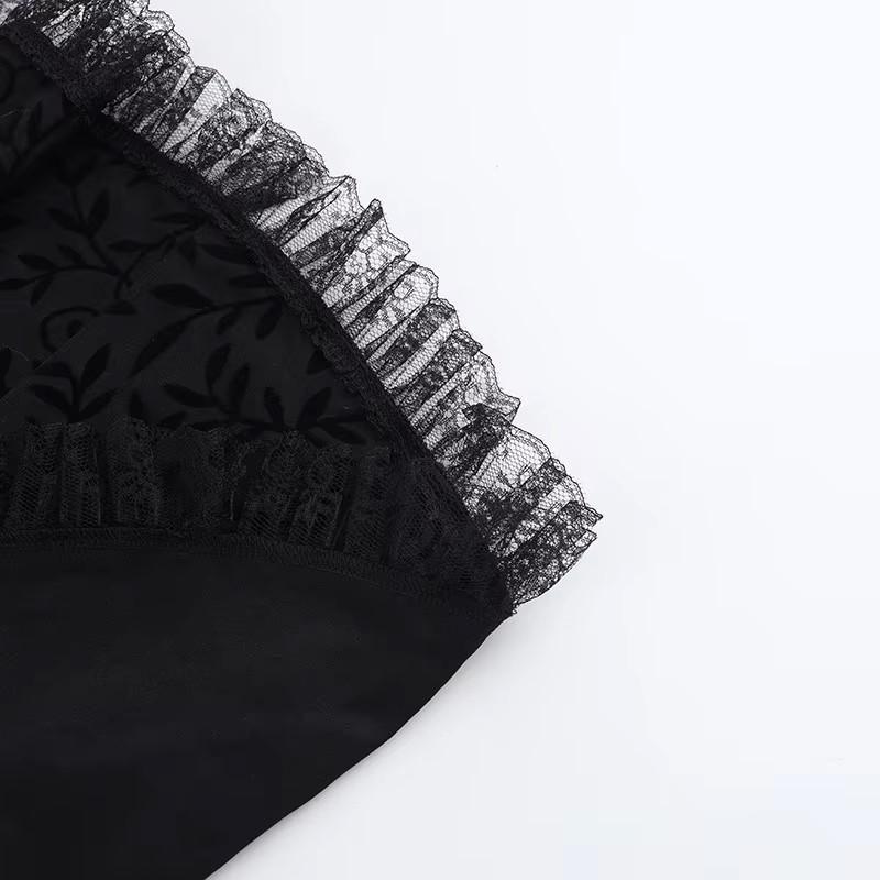 Gothic Goth Dark Lace Patchwork Bandage Strapless Corset Dress Party Gown Fairy Backless Tailed Women