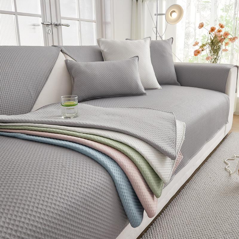 Mat Ice Silk Sofa Cushion New  Summer And Summer Solid Color Sofa Cover All-Inclusive Non-Slip Sofa Cover Towel