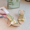 Luxury Flower Calla Lily Summer Vacation Stiletto Thin Heel High Heels Sandals Shoes for Women