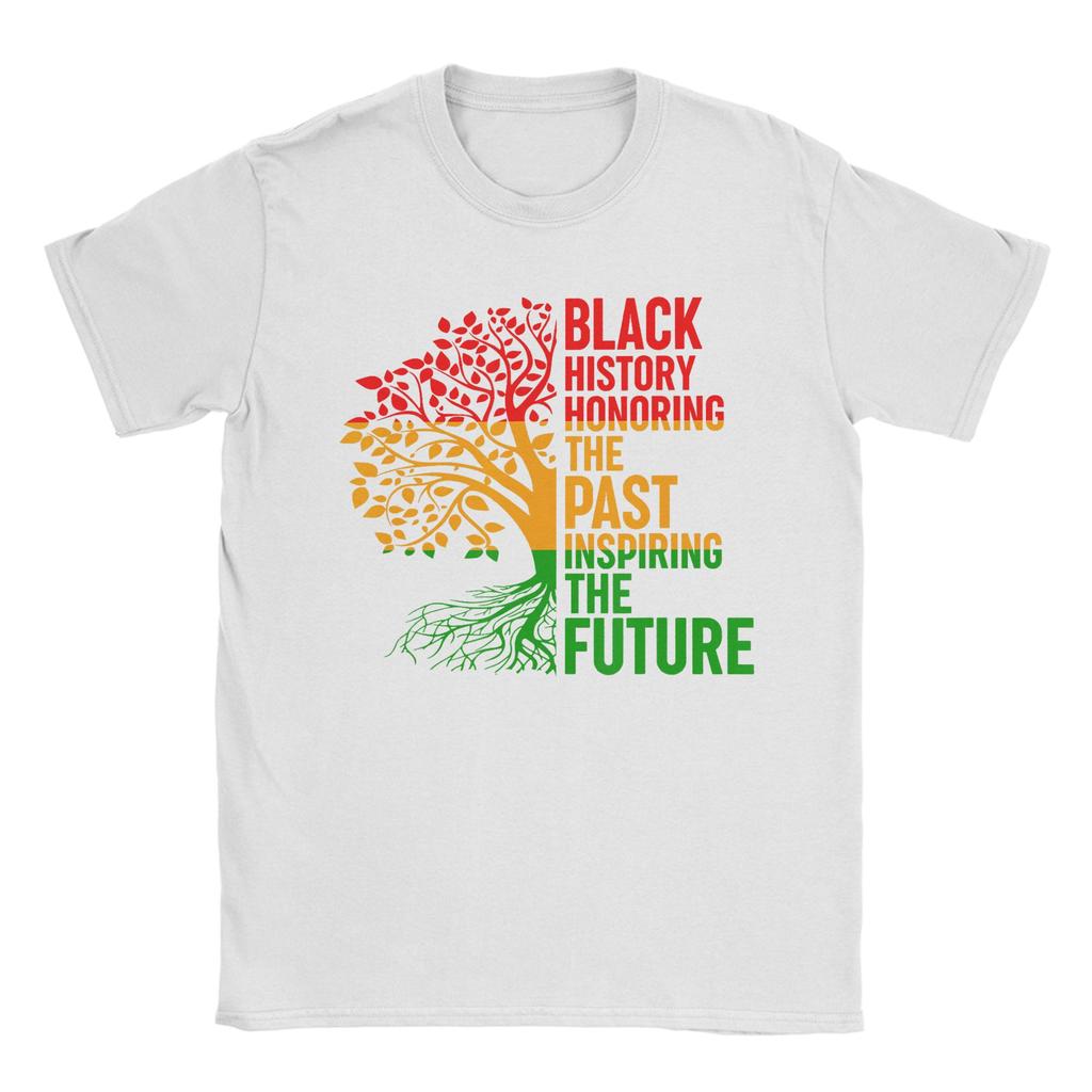 Leisure Black History Honoring Past Inspiring Future T-Shirts for Unisex Round Neck T Shirts Short Sleeve Tees Summer Clothes