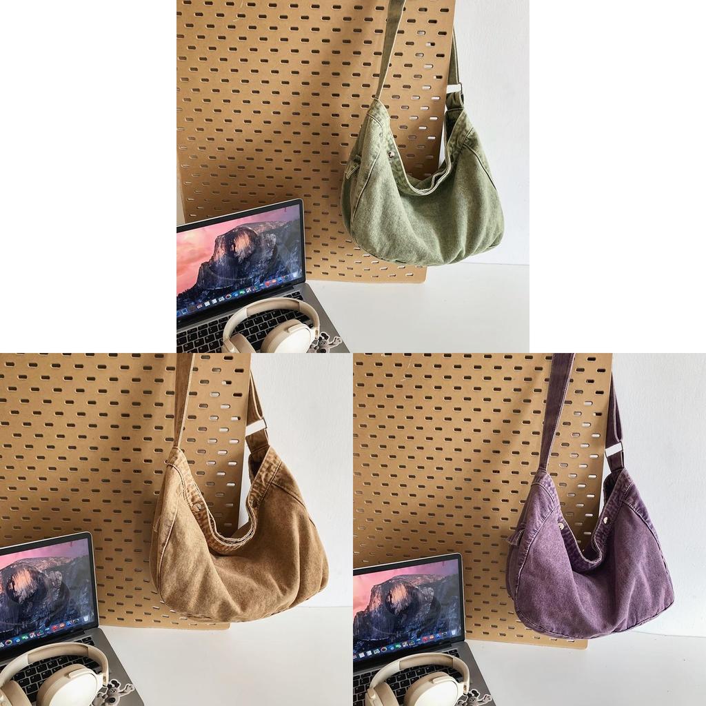 Denim Canvas Bag For Women Casual Daily Commuting With Zipper Closure And Phone Pocket
