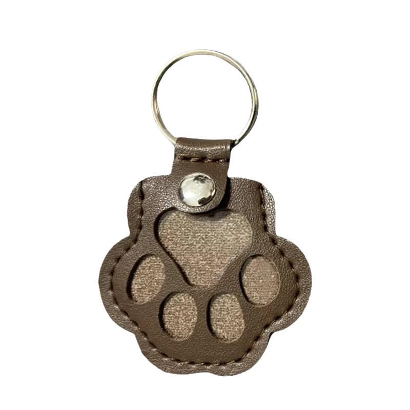 Leather Keychain with Pet Fur Storage & Dog Paw Pendant