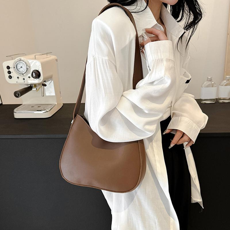 Winter Minimalist Trend With Lock Texture Large Capacity Women's Underarm Shoulder Bag PU Leather Hobo Crossbody Bag