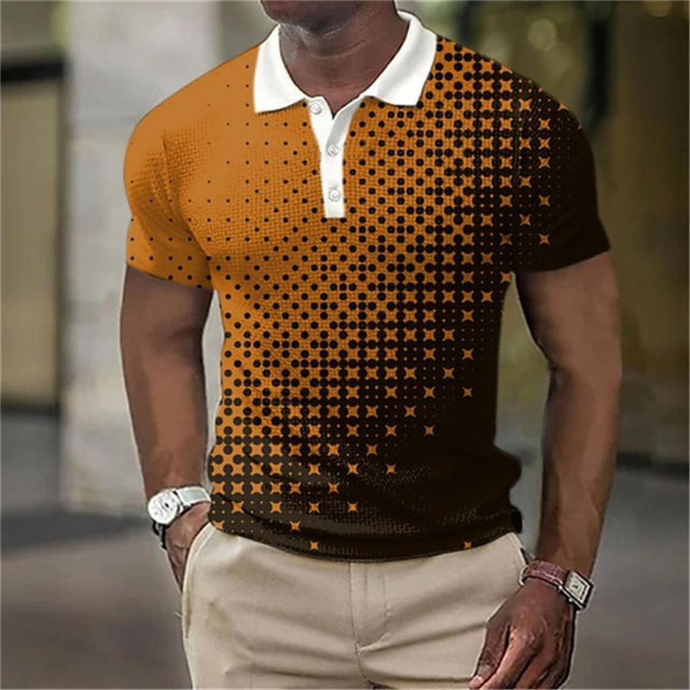 Independent Station Men'S Short Sleeve Polo Shirt 3D Digital Printing Casual Trend Lapel Shirt