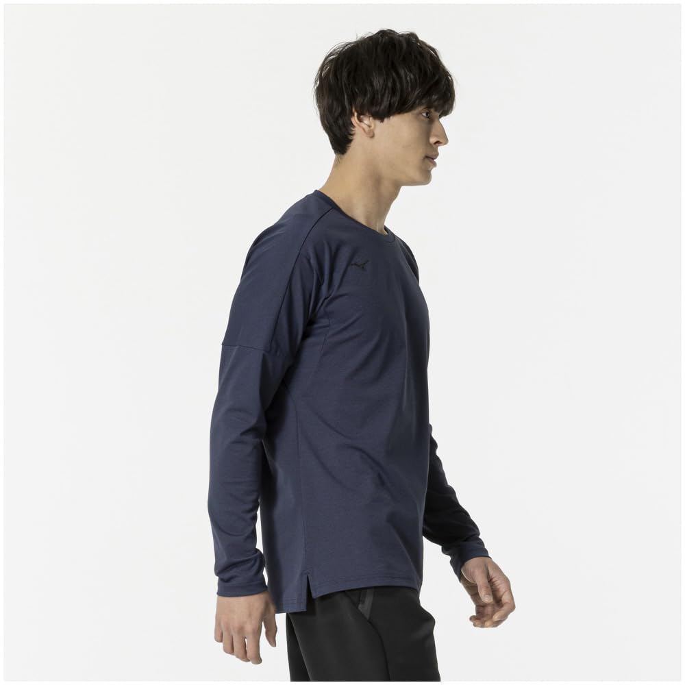 Mizuno Training Wear Soft Dry Long Sleeve Sweat Absorbent Quick Drying 32MAB029 Pageant Blue T-Shirt UPF50+ Men's