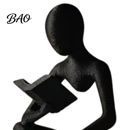 Industrial Style Bookend 3D Printed Bookshelf Decor Thinker Statue, Abstract Art Ornament, Reading Sculpture, Aesthetic Nordic Minimalist Figurine,