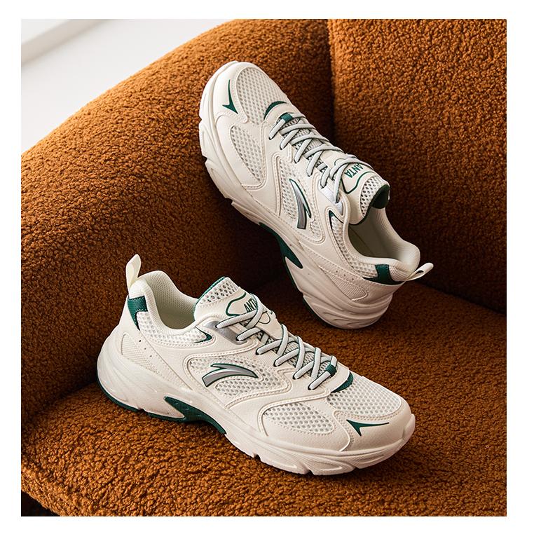 New Anta Life Collection Abrasion Resistant Breathable Low top Casual Shoes Men's Ivory White Cinnabar Green 112538811-2