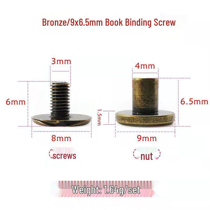 Stainless Steel Male-Female Bag Screw with Pure Copper Buckle and Flat Head Rivet Lock Accessories