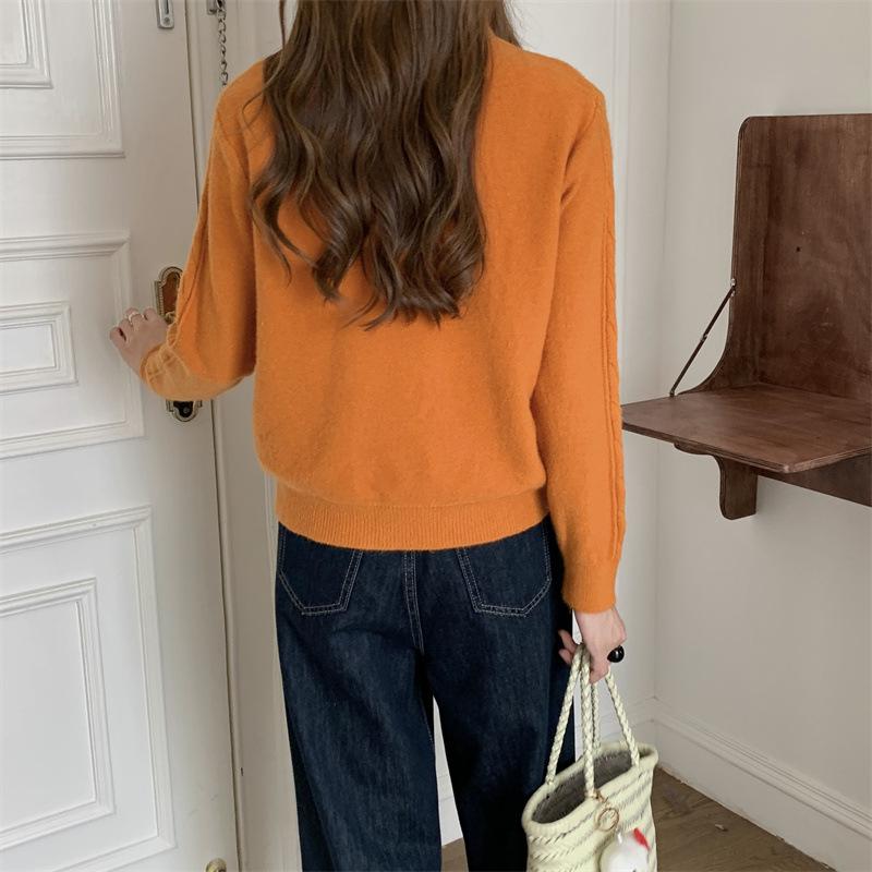 Women's Loose Korean Retro Cable Knit Sweater for Autumn/Winter
