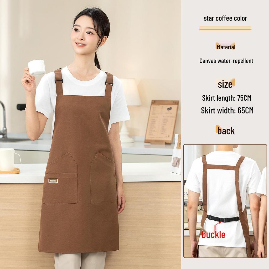 Buckle Strap Waterproof Canvas Apron for Waitstaff - Free Logo Printing