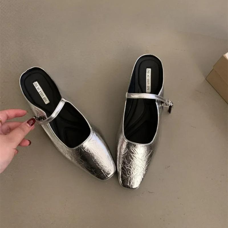 Women Flat Sandals Beach Mules Flat Slippers Shallow Purple Slides  Summer Casual Slippers Comfortable Design Pleated Shoes