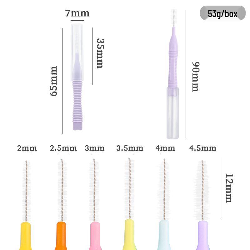 Zestaw szczoteczek międzyzębowych i ortodontycznych: 20 szczelin zębowych, mała brew, cylindryczne szczoteczki do rzęs - 20 sztuk