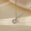 925 Sterling Silber Stern und Mond Anhänger Halskette für Damen – Elegant, Trendiger Sommerstil mit Diamant Schlüsselbein Kette