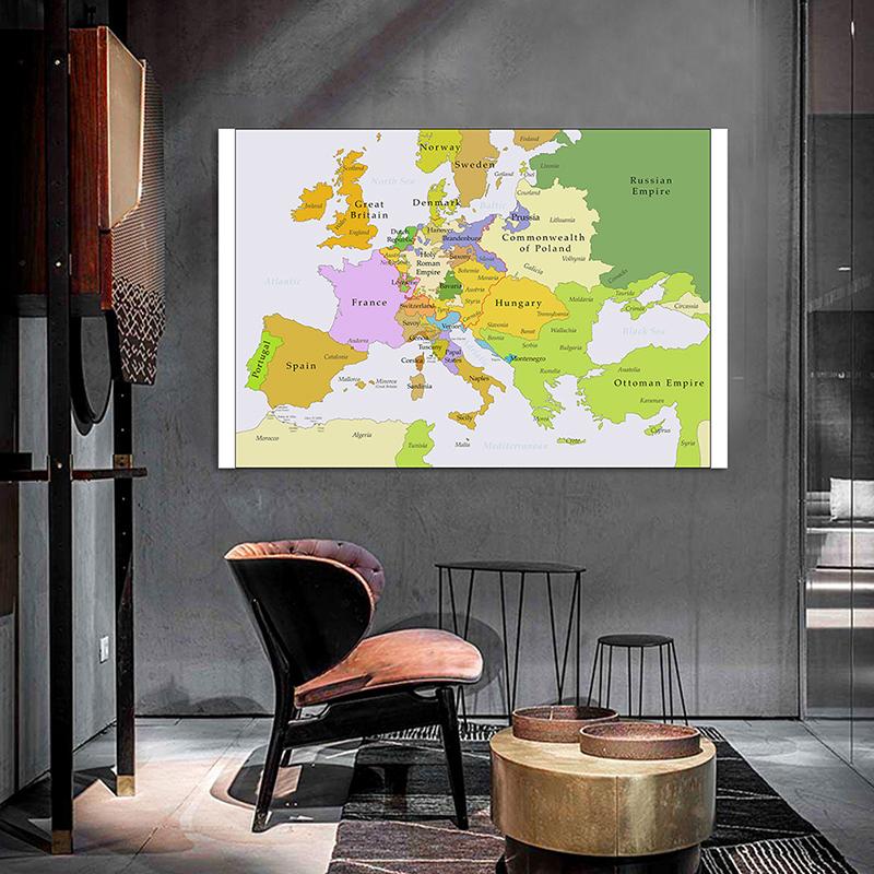 1700~1850 Mappa Vintage d'Europa Poster Storico per Studio Decorazione Murale, Mappa Politica Educativa del XVIII Secolo per Casa Aula Regalo di Geografia