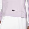 Nike Solid Color Logo Print Half Button Pullover Long Sleeve Polo Shirt Women Tops Pink Purple DH2317-530