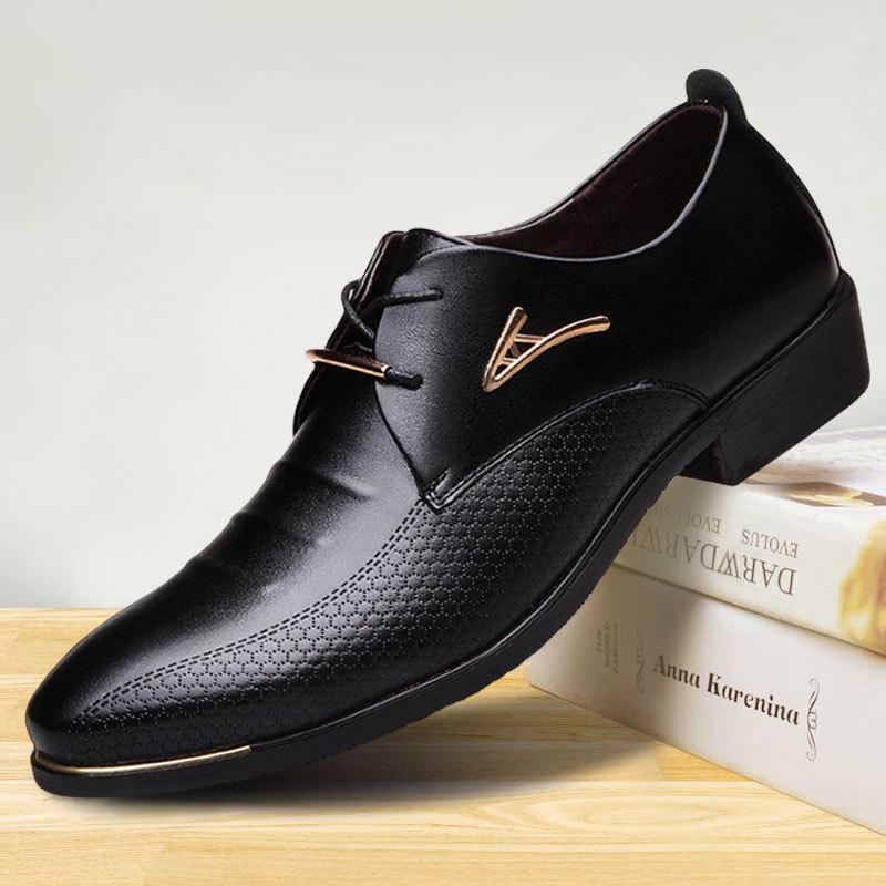 Men's Spring Leather Business Low-Top Casual Shoes Single Large Size Comfortable Formal Shoes