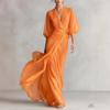 2026 European and American Socialites Deep V-neck Shoulder Lantern Sleeves Waist Long Dress Romantic Autumn Banquet