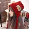 Keep Warm Crochet Lei Feng Hat Button Ear Protection Hat Casual Knitted Hat with Long Tassels  Girl
