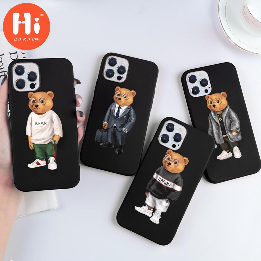 

Мягкий чехол из ТПУ с рисунком милого медведя для iPhone 13 12 11 Pro Max Samsung Galaxy A50 A32 A12 A70 A52 Xiaomi Redmi Note 10 9 8 7 Pro Max Huawei P40 P30