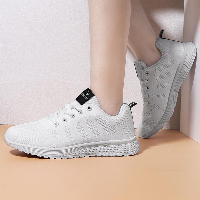 

Осенняя спортивная обувь, женская уличная обувь из дышащей сетки, модная повседневная обувь, женская обувь, низкие женские туфли 44 белый