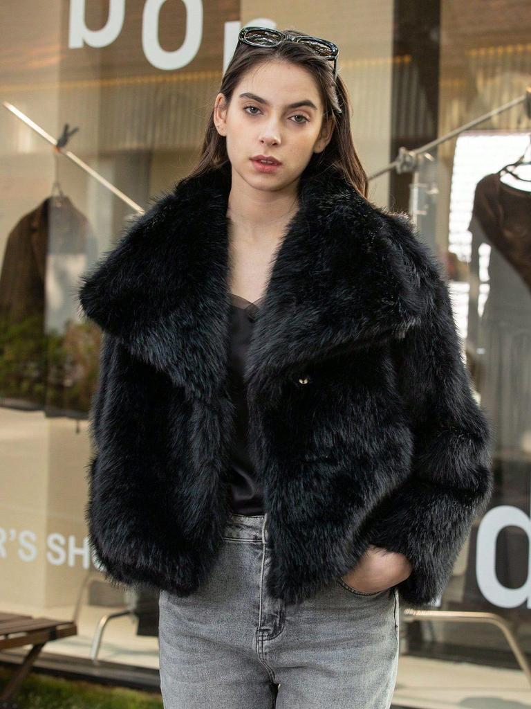 Women's Faux Fur Lapel Coat - Spring European & American Fashion, Loose Fit Hot Style