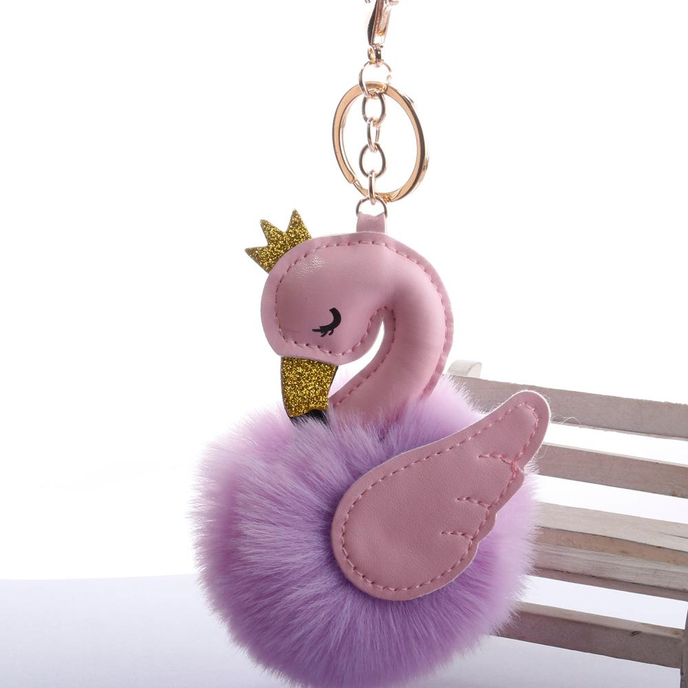 Swan Shape Hair Ball Key Chain Pendant Bag Pendant Handicraft Gift