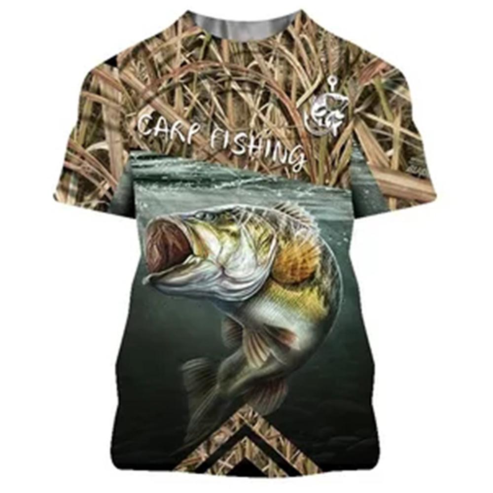 Men Vintage Fishing T Shirt 3d Print Casual Short Sleeve Loose Loose Tshirt For Men Sweatshirt Men's Top Clothing Outdoor Sports