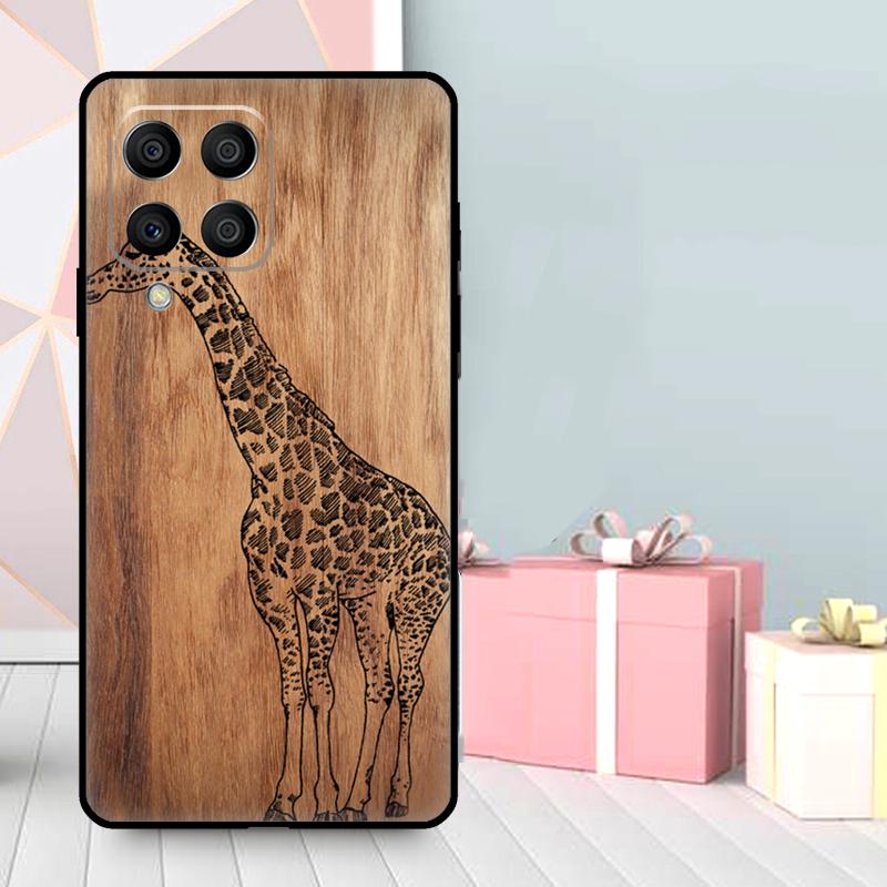 Natural Bamboo Wood Animal Print Case For Samsung Galaxy M16 M31 M21 M13 M33 M53 M15 M35 M55 M36 M56 M12 M32 M52 M14 M34 M54