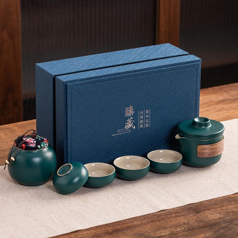 Travel tea set Ceramic express cup Portable one pot two cups Company business gifts Holiday souvenirs