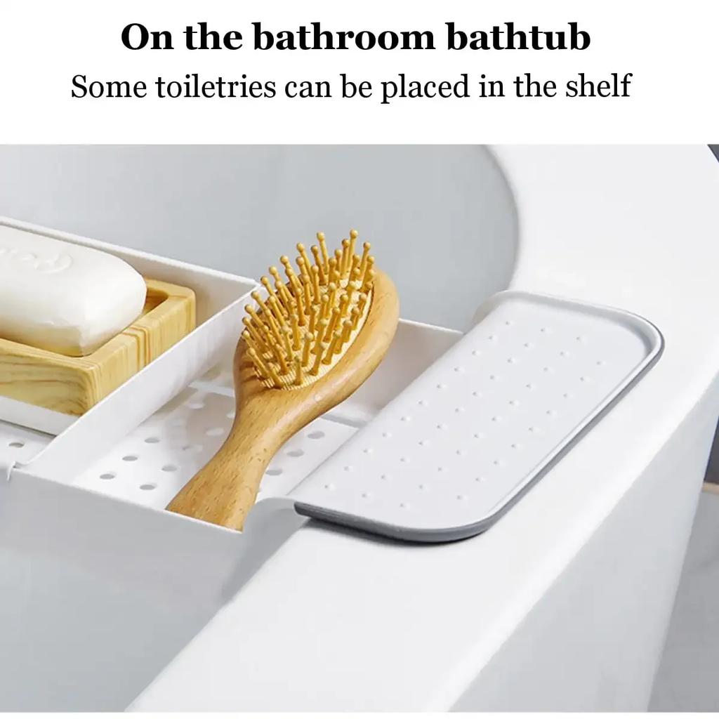 Bathtub Tray Expandable Drain Bathtub Shelf Detachable Multifunctional PP Bathtub Storage Organiser 55-78 CM Adjustable NEW