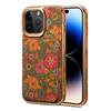 For iPhone 15 Pro Max Card Slots Kickstand Phone Case PU Leather Coated PC+TPU Flower Pattern Printed Cover