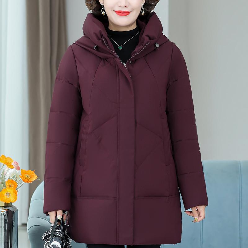Middle Age Women's Down Coats Winter Vintage Parkas Plus Size Elegant Loose Thick Warm Puffer Jackets Woman Outerwears