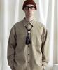 STAGE NAME Cotton Double Shoulder Work Oversized Shirt_Beige