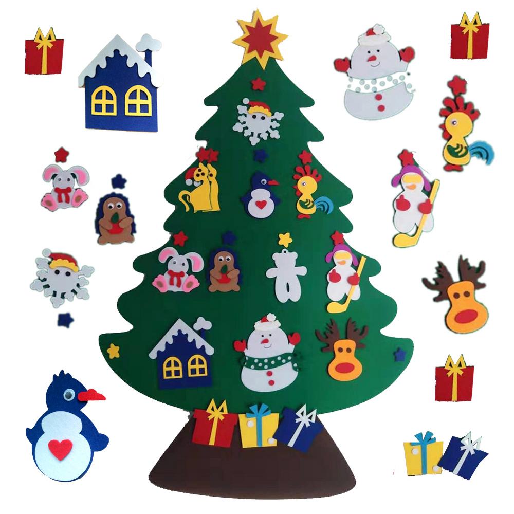 DIY Felt Christmas Advent Calendar Christmas Tree Calendar With Pockets Kids Wall Hanging Gift for Christmas Home Decoration