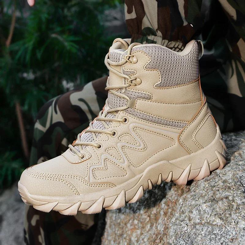 New Men Tactical Boots Waterproof Desert Lace Up Military Hunting Hiking Shoe Unisex Army Boot Male Safety Ankle Climbing Shoe