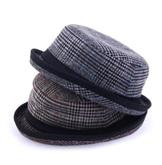 Manneri Pork Pie Large Size 62cm Various Options Men's Hat, (XL), (Glen Check, Red)