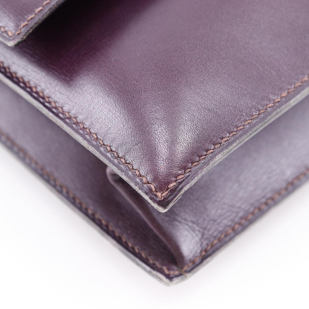 Hermes Fako Clutch Bag Vintage Bordeaux Box Carf Women Used