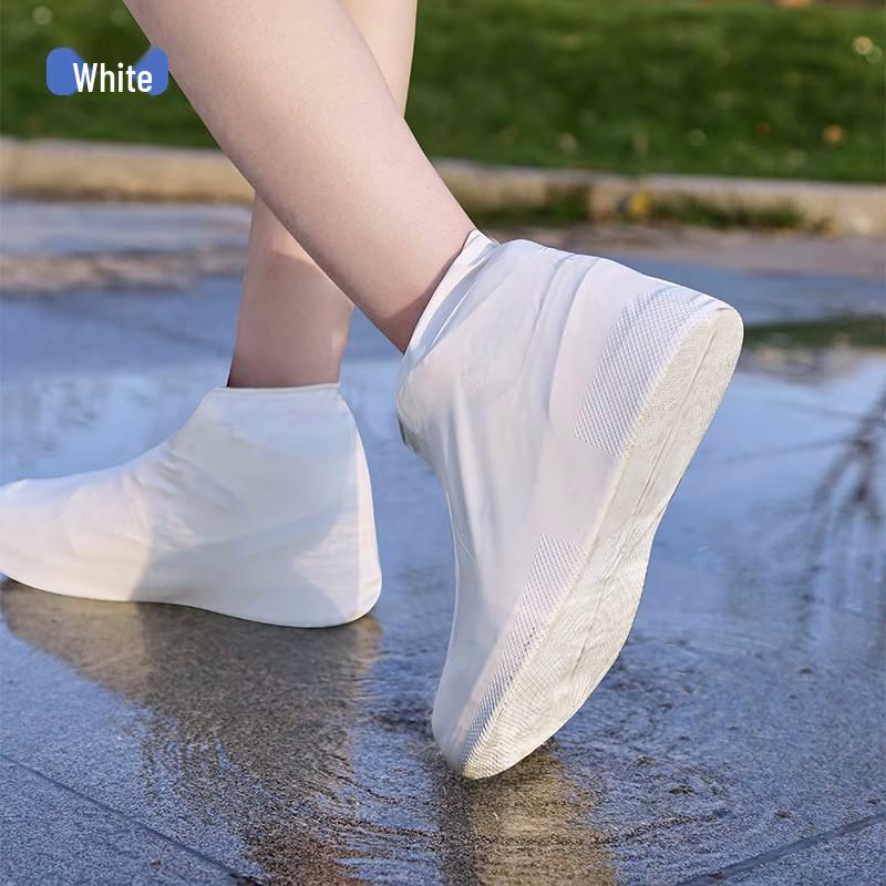 Mid-Calf Waterproof Latex Rain Shoe Covers with Non-Slip Sole – Thick, Elastic, and Portable