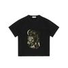 Black T-Shirt With Wolf And Moon Print And The West Is Wild Text For Casual Wear