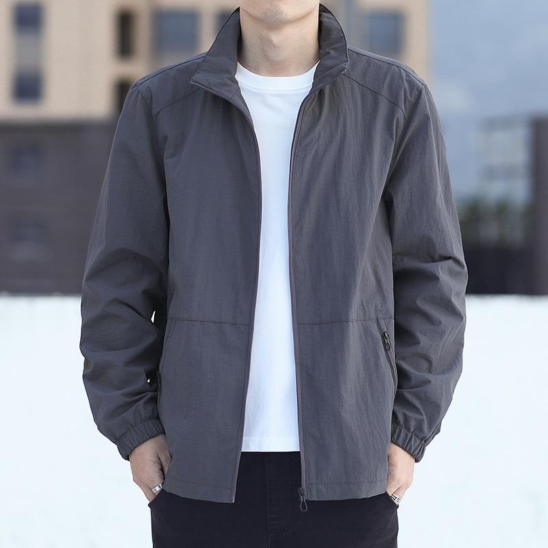 Kurtka Męska Cienka Stójka Oversize Kurtka dla Grubasa Męska Wszechstronna Luźna Góra